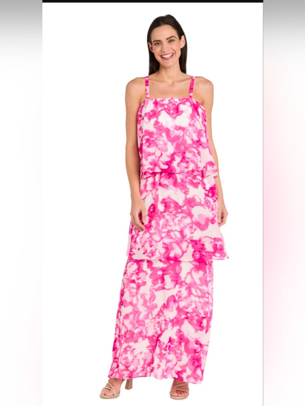 R & M Richards Floral Tiered Dress